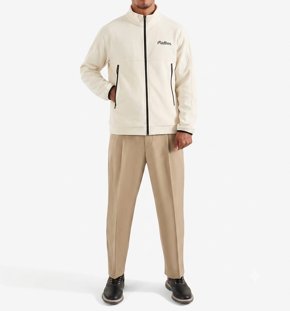 Malbon Studio Seoul Softshell Jacket Beige softshell golf jacket detail view