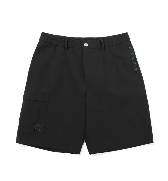 Malbon Men's Quick-Dry Breathable Shorts Black quick-dry golf shorts front view