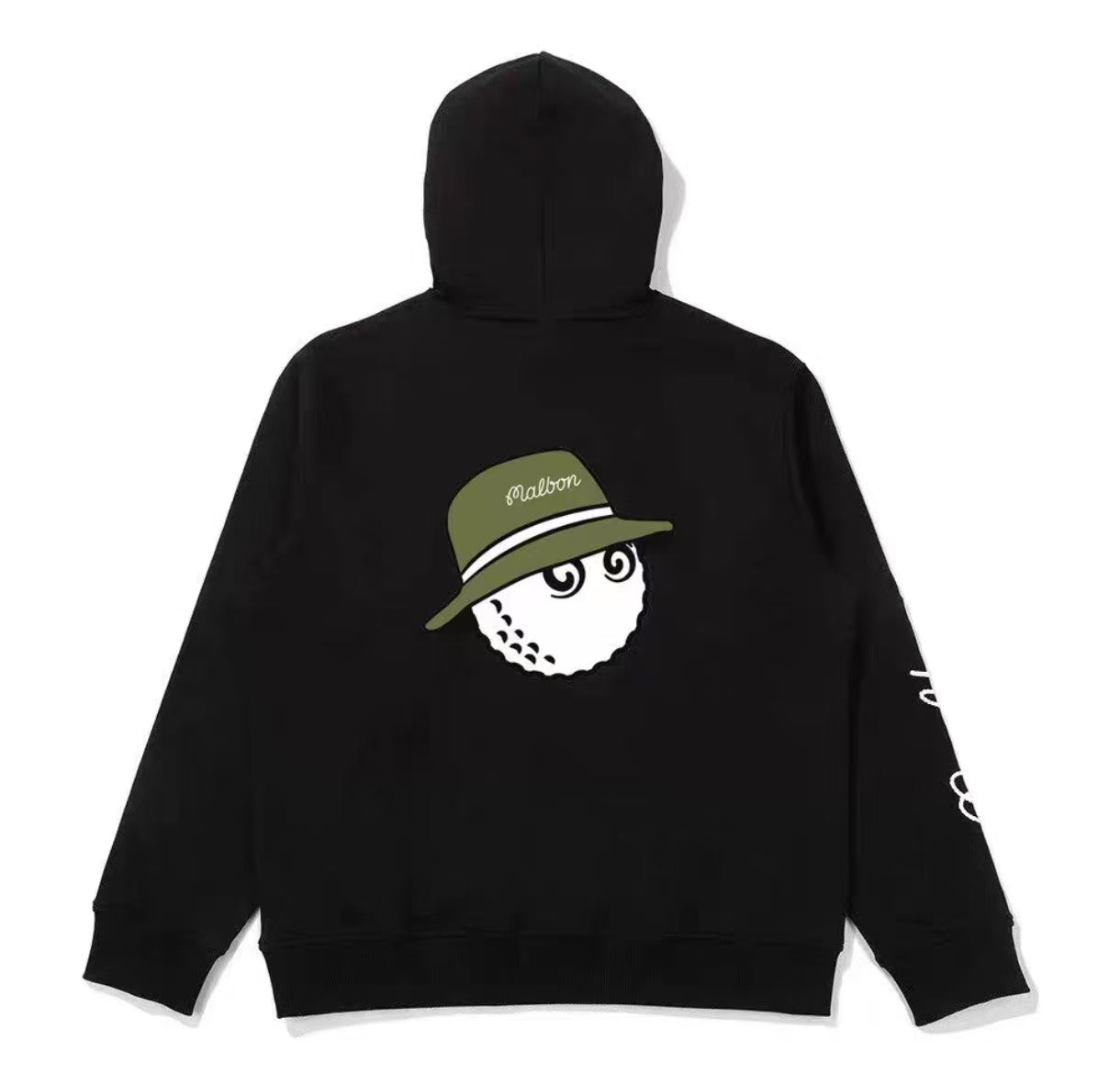 Malbon Men's Athletic Fleece Golf Hoodie Black golf hoodie model-wearing view