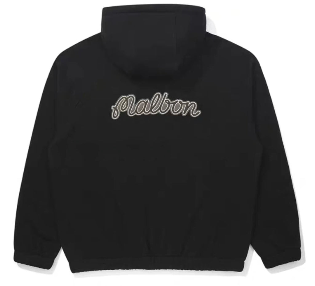 Malbon Studio Seoul Tour Divot French Terry Zip-Up Black french terry golf zip-up model-wearing view