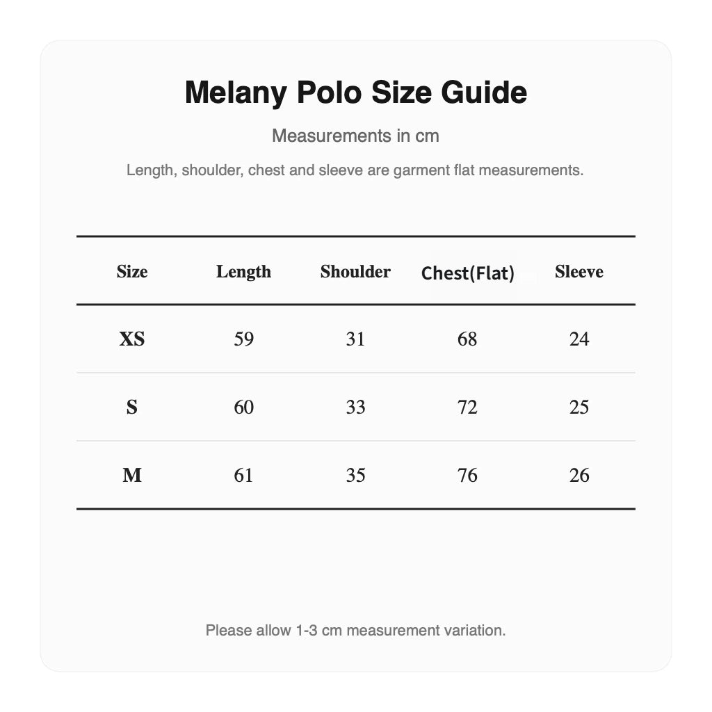 Malbon Melany Polo Black size chart