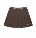 Malbon Studio Seoul High-Low Pleated Skirt Brown pleated golf skirt detail view