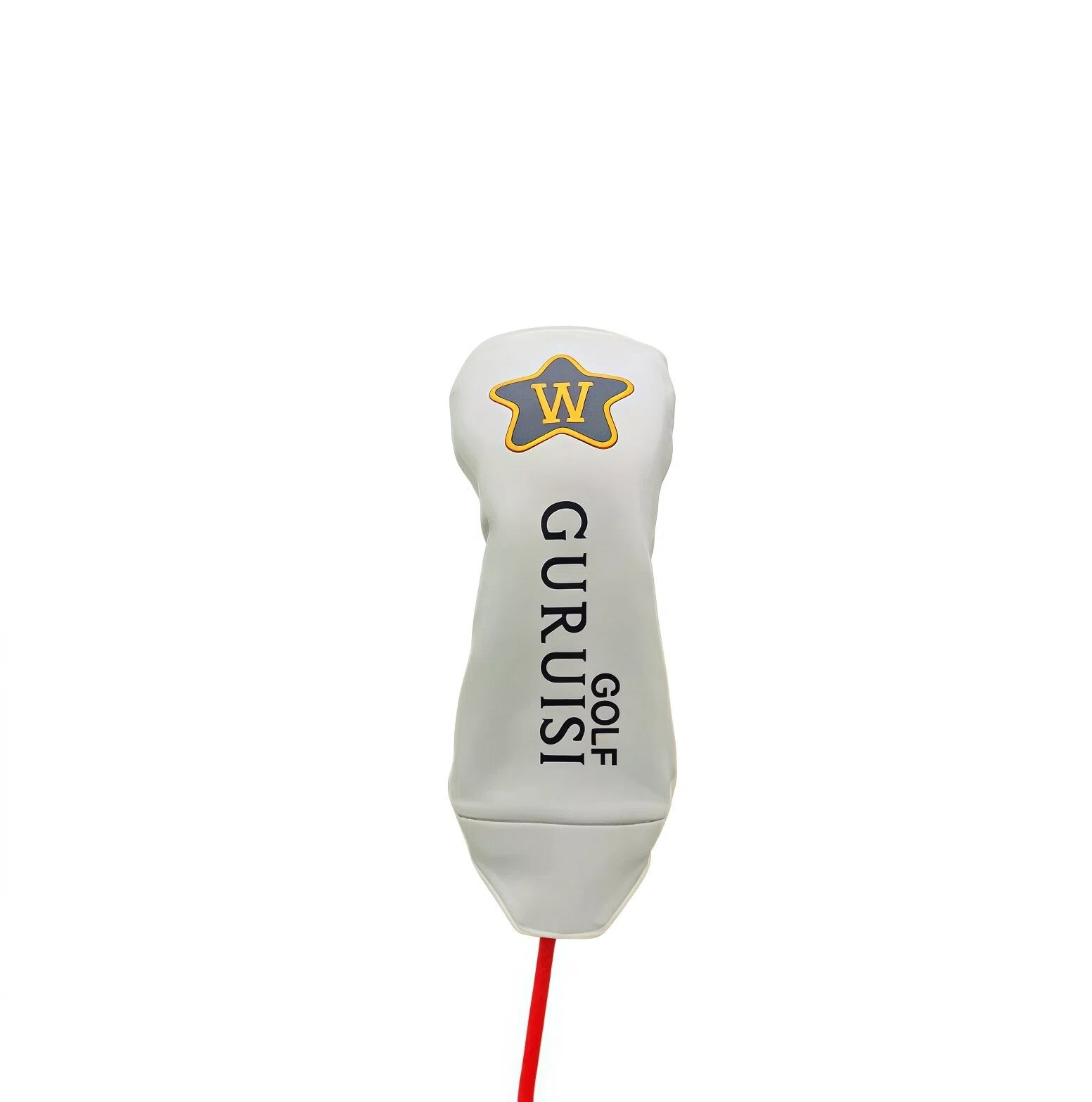 GURUISI Minimalist Hybrid Headcover in white, featuring a grey star with yellow outline and letter "H", with "GURUISI GOLF" text, designed for universal fit and protection.