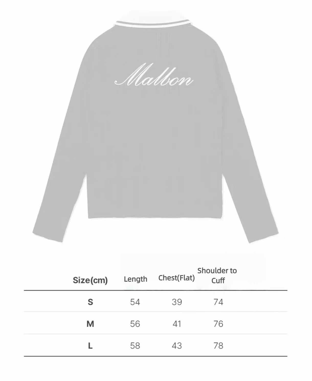 Malbon Preserve Point Collar Knit Ivory size chart