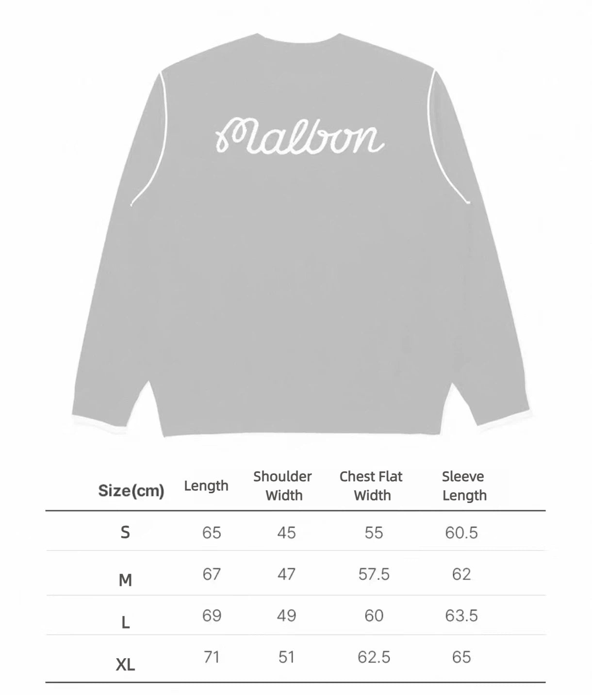 Malbon Studio Seoul Double-Knit Men's Pullover Grey size chart