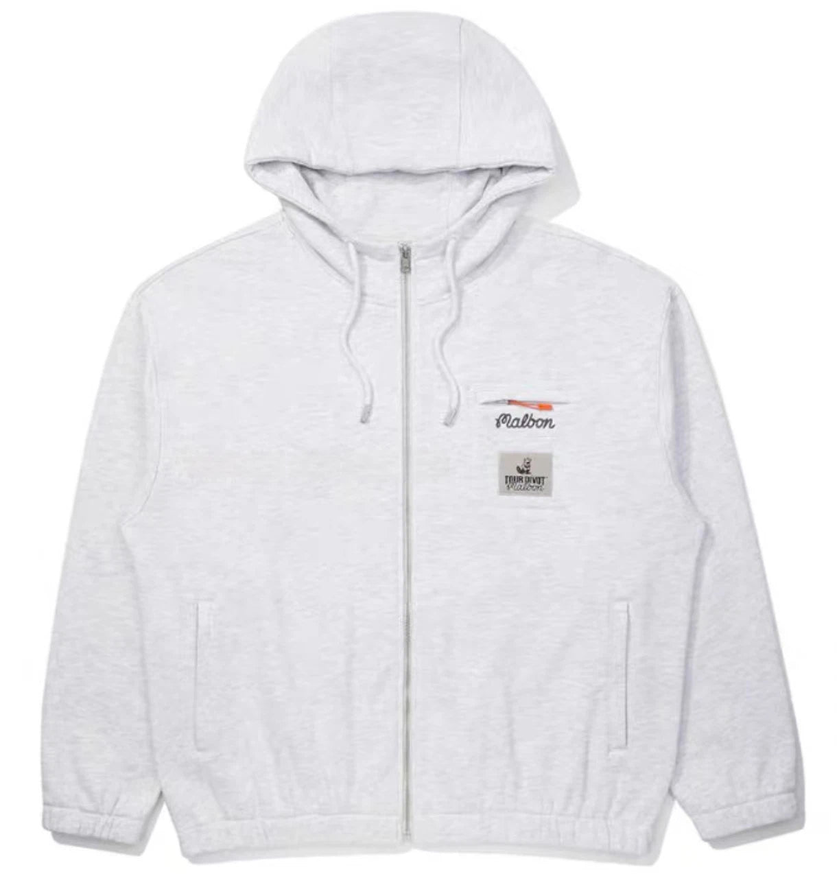 Malbon Studio Seoul Tour Divot French Terry Zip-Up Grey french terry golf zip-up front view