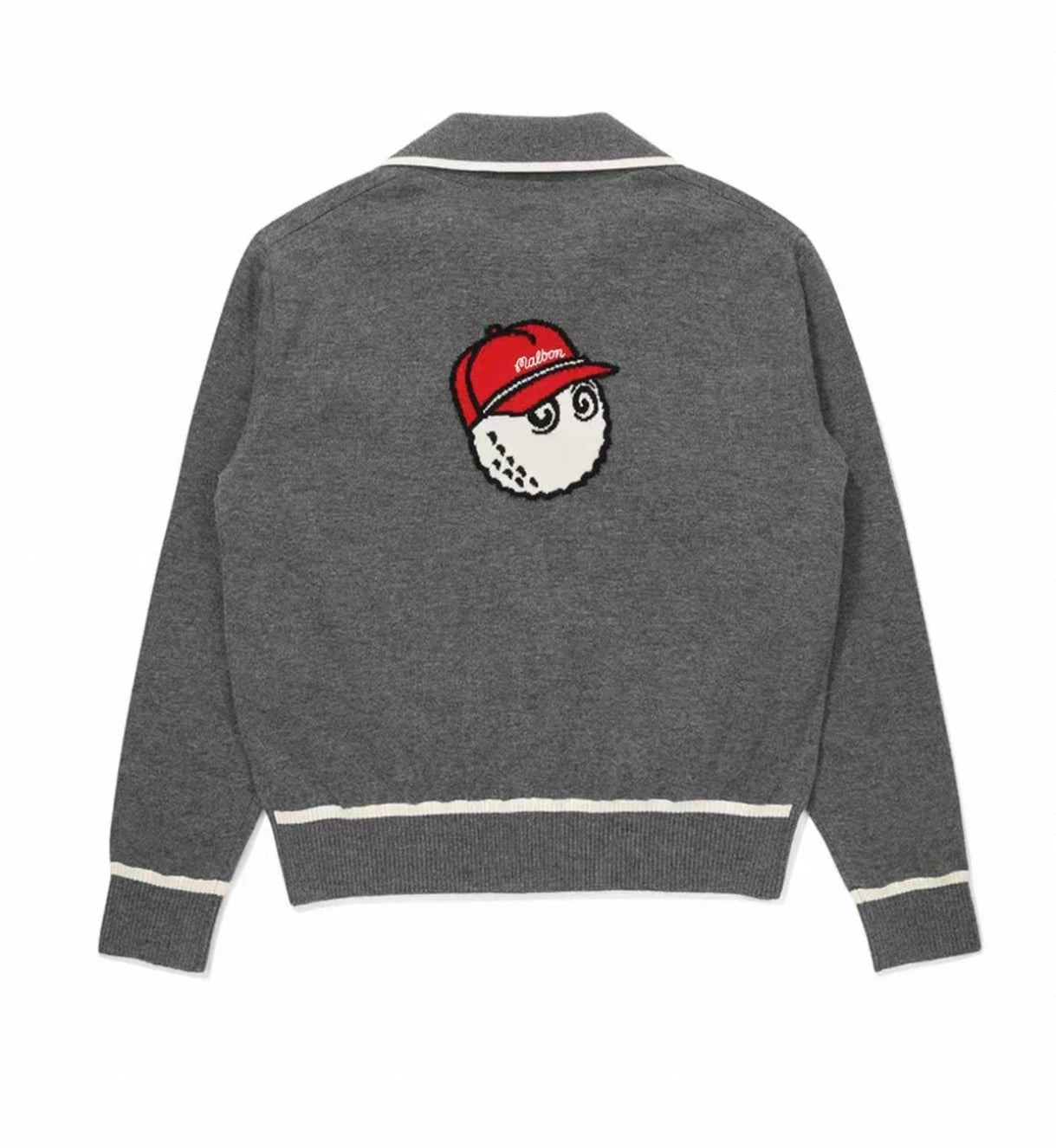 Malbon Preserve Buckets Knit Windbreaker Grey golf apparel back view
