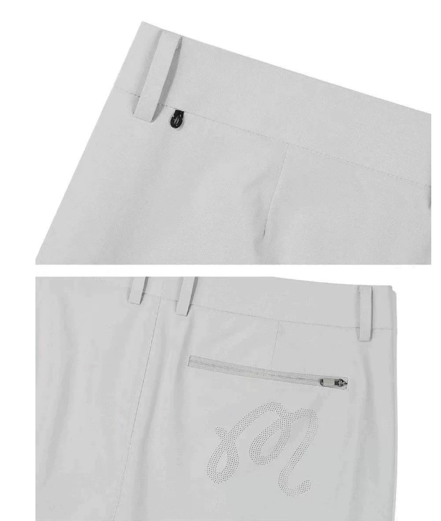 Malbon Men's Casual Athletic Sports Shorts Grey athletic golf shorts front view