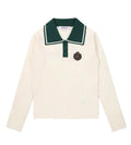 Malbon Preserve Point Collar Knit Ivory knit golf top front view