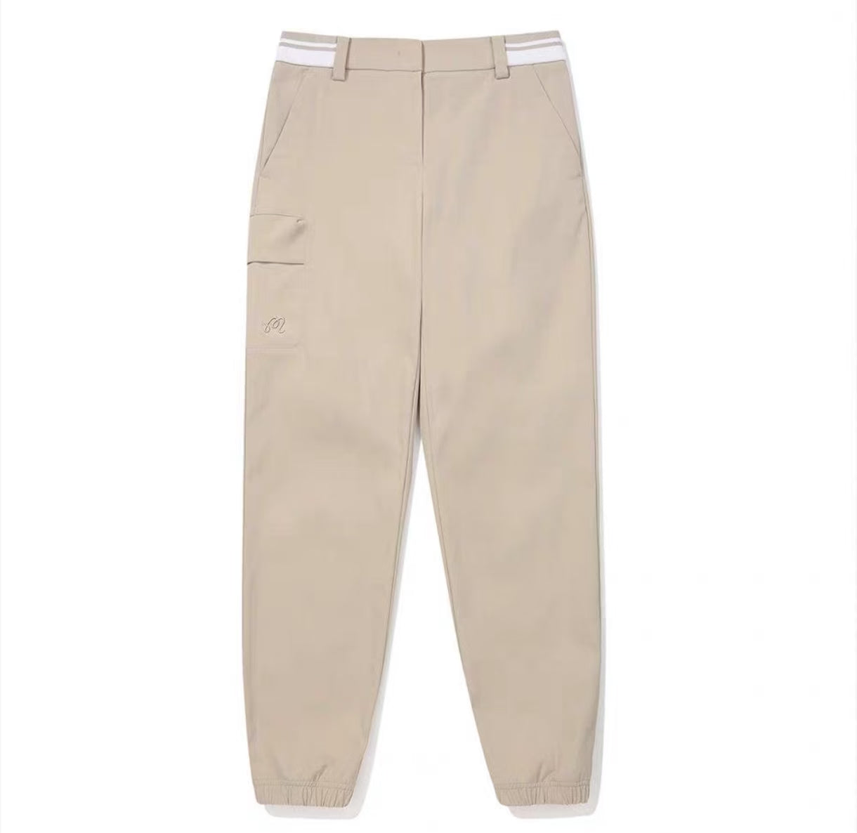 Malbon Women's Lightweight Solid Jogger Pants Khaki golf jogger pants front view