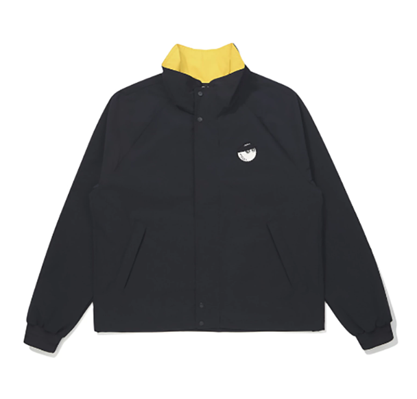Malbon Women's Lightweight Windproof Stand Collar Jacket Navy Blue golf jacket front view