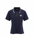 Malbon Women's Slim Fit Stretch Polo Shirt Navy Blue stretch golf polo front view