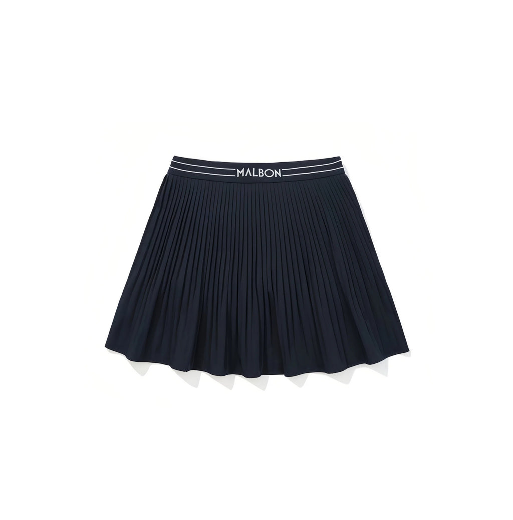 Malbon Women's Tennis Skirt Navy Blue tennis-style golf skirt front view