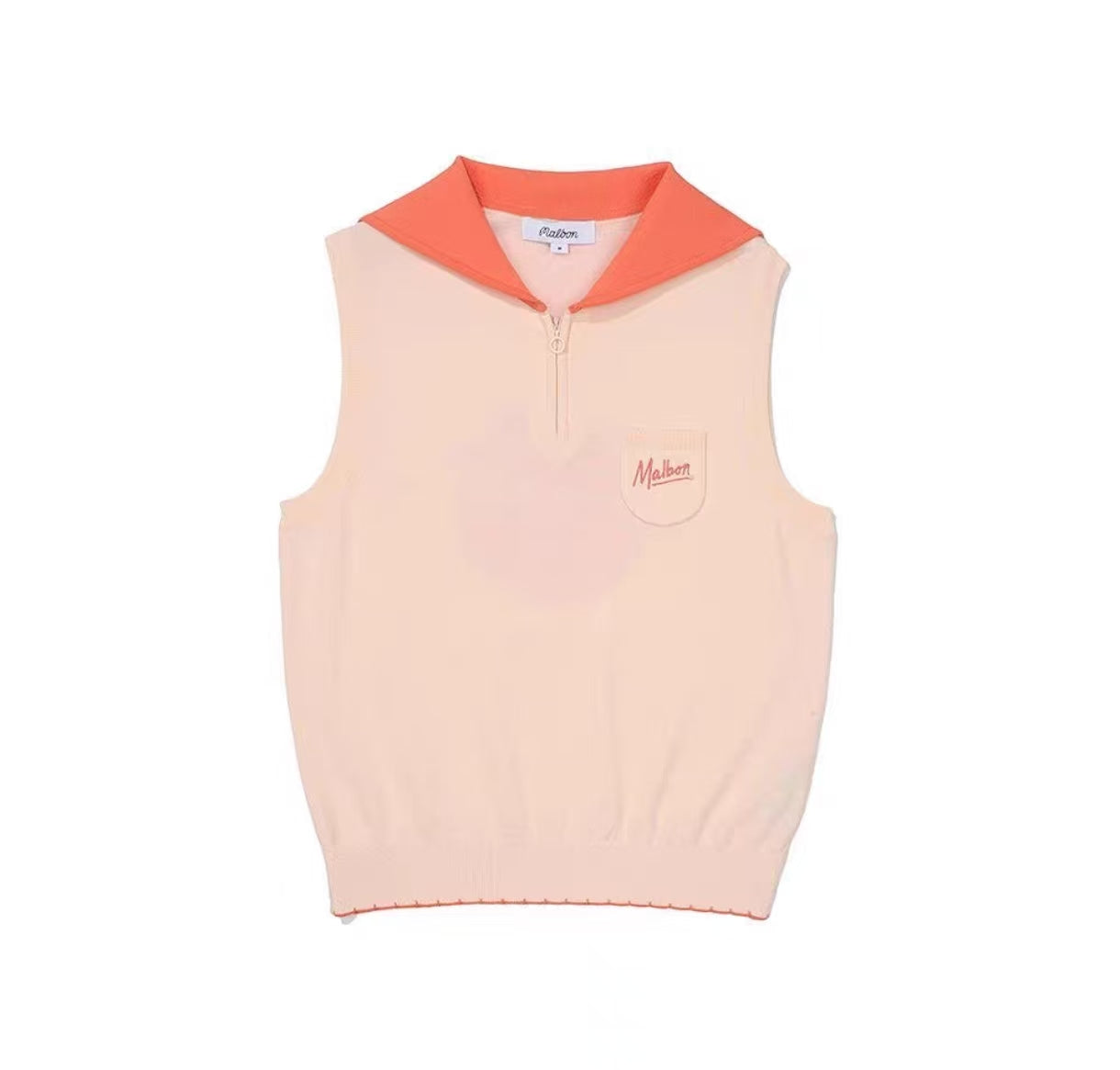 Malbon Women's Knit Short Sleeve Polo Shirt Orange knit golf polo front view