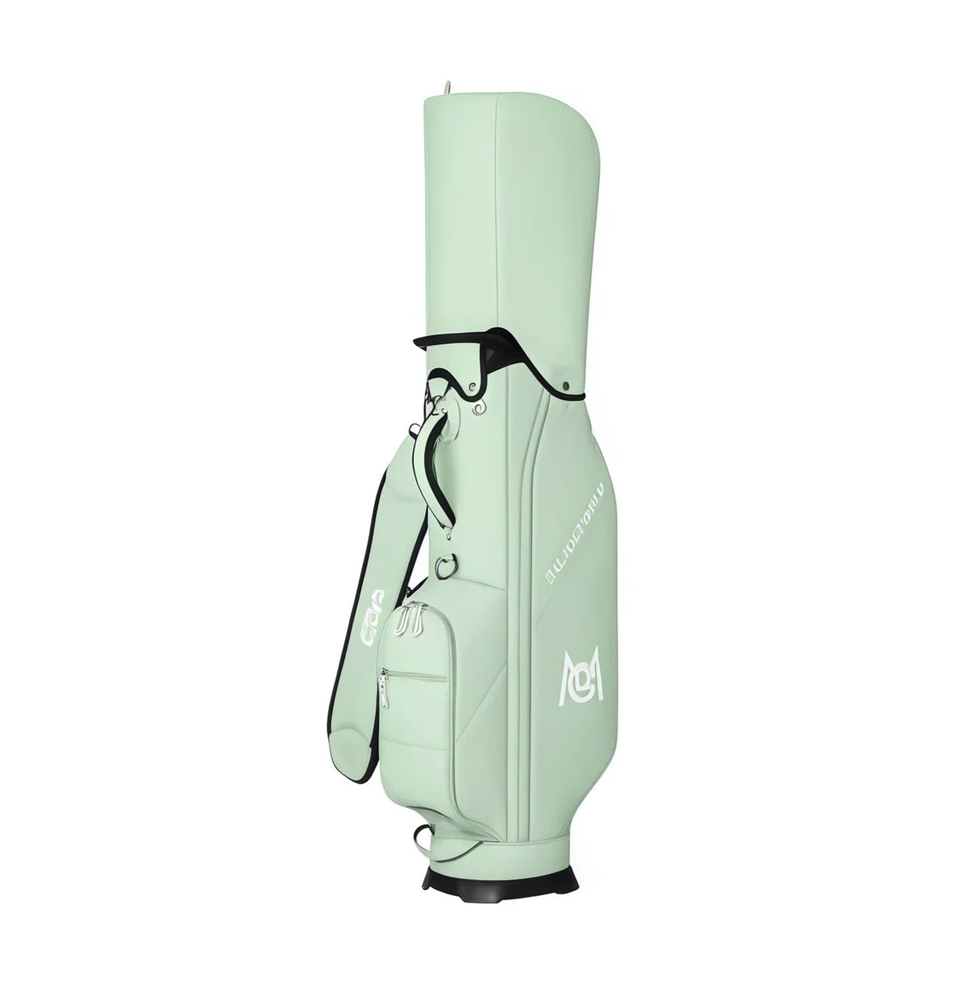 Mint green PGM women’s stand golf bag with sleek design, adjustable shoulder strap, and side pocket. Features "Pro Golf Master" branding and logo for a modern look.
