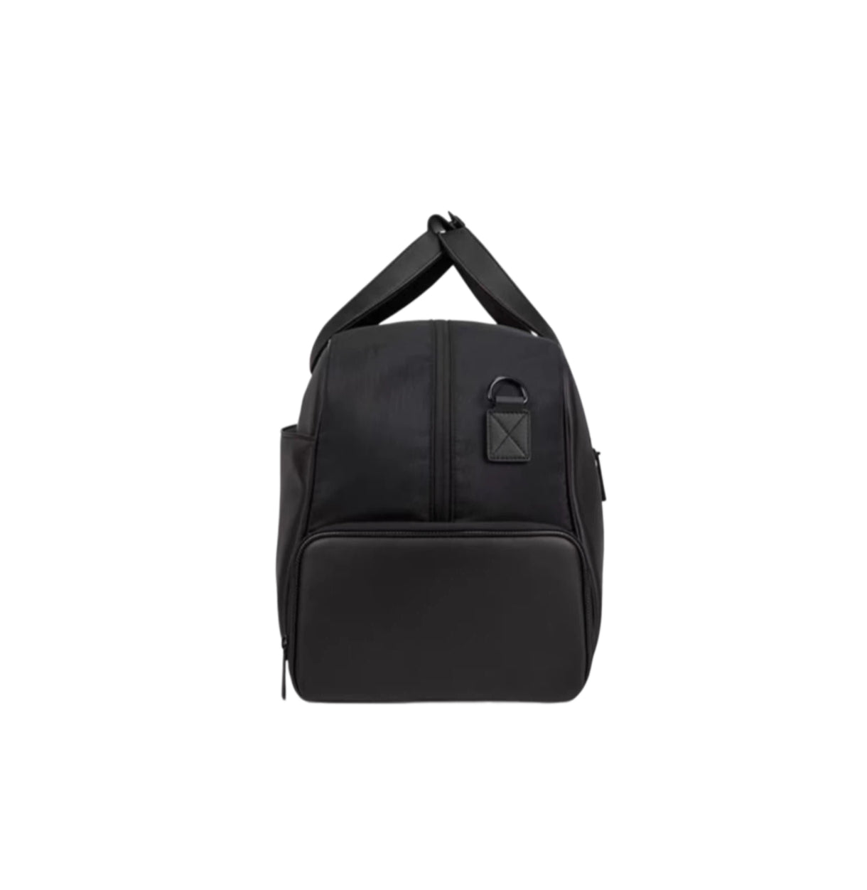 Back view of the black Titleist Premium Golf Duffel featuring a removable padded shoulder strap, structured body, and reinforced stitching. Designed for comfort and durability during travel and golf outings.