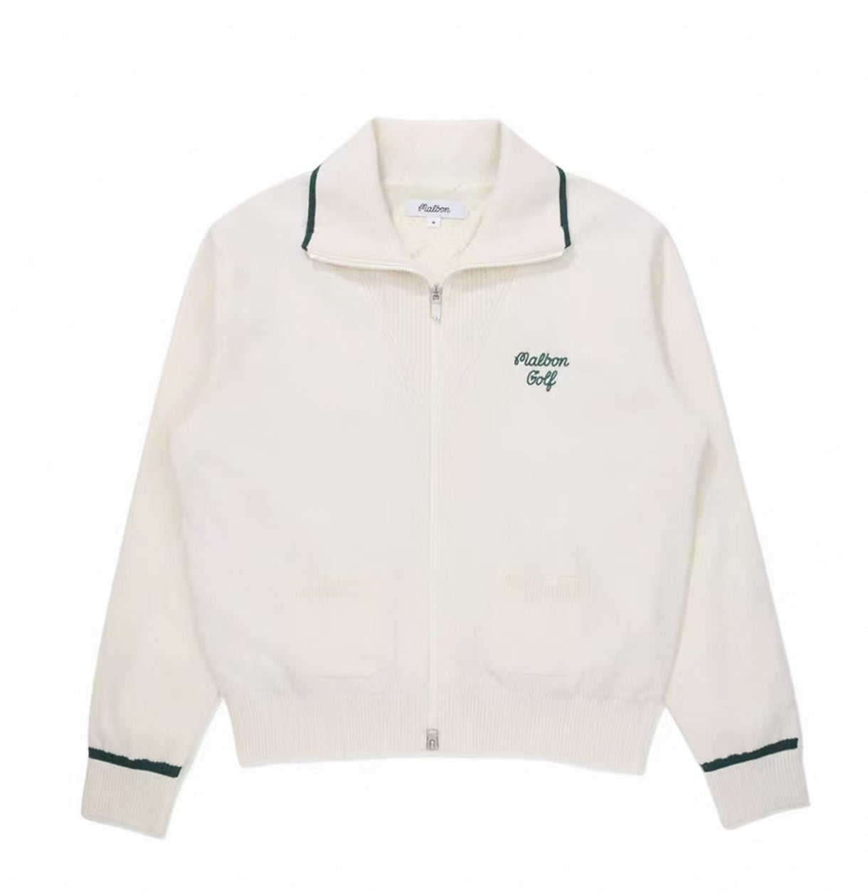 Malbon Preserve Buckets Knit Windbreaker White golf apparel front view