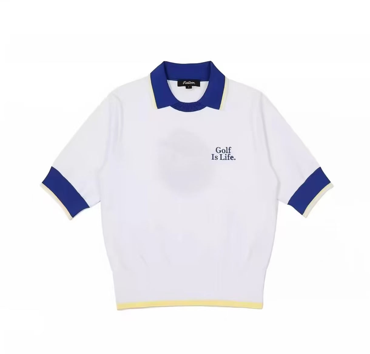Malbon Women's Slim Fit Knit Short Sleeve Polo White knit golf polo front view