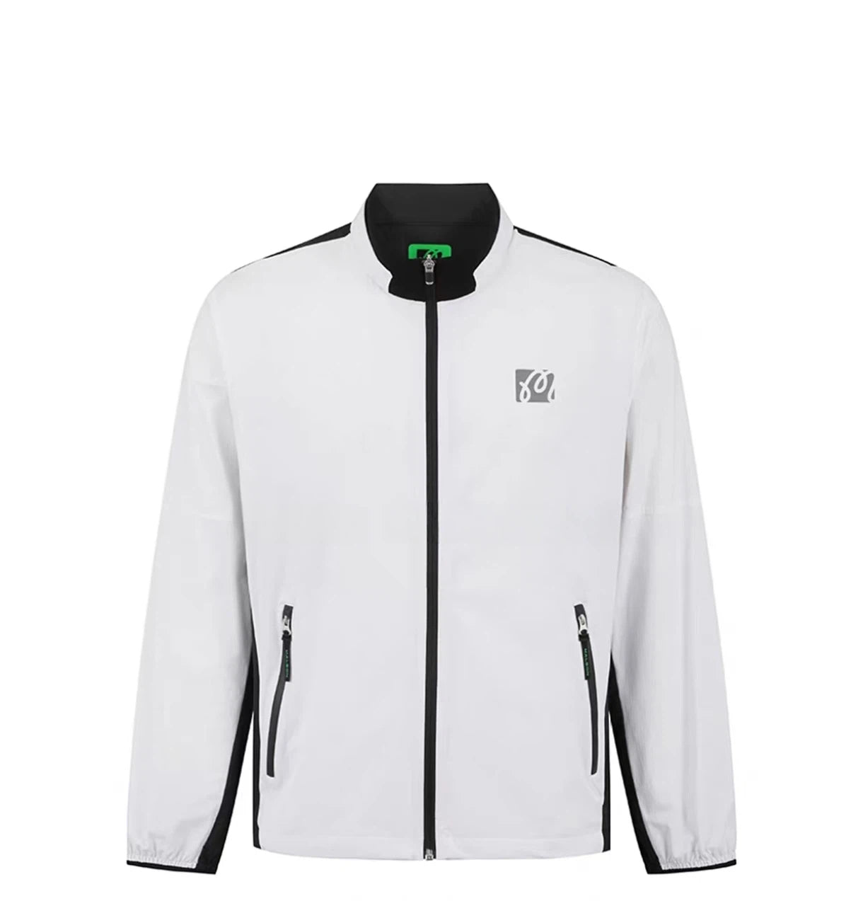 Malbon Studio Seoul Nylon Full-Zip Jacket White nylon golf jacket front view