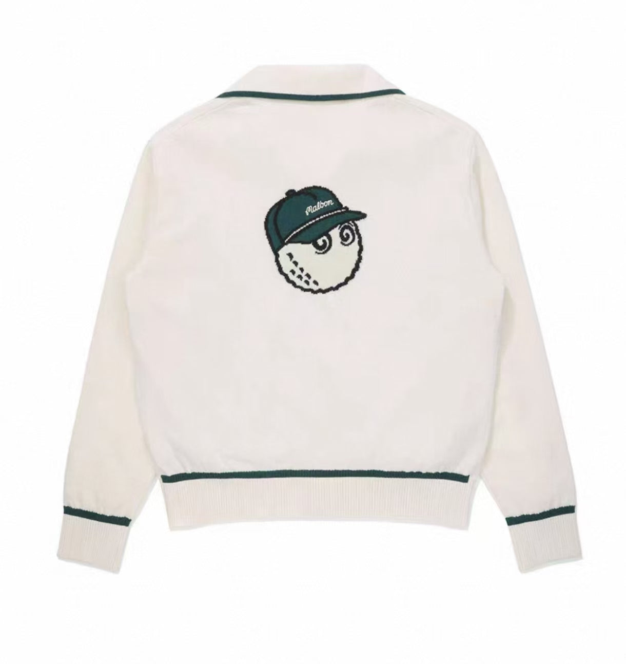 Malbon Preserve Buckets Knit Windbreaker White golf apparel back view