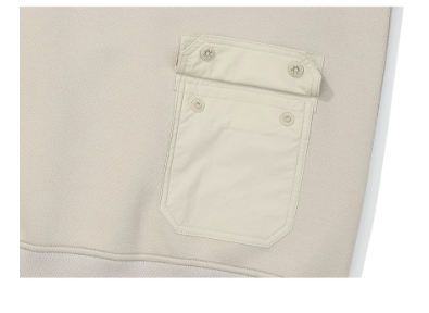 Malbon Golf Men’s Stand Collar Full-Zip Fleece Jacket khaki pocket detail