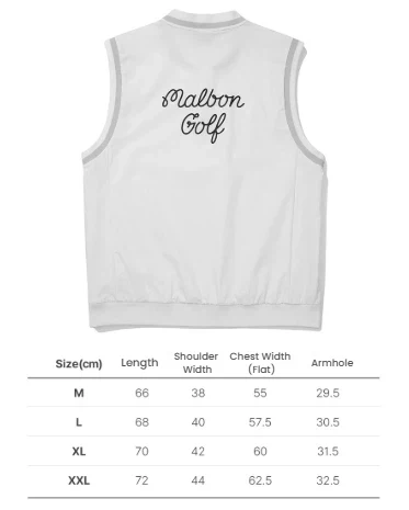 Malbon Men's Golf Vest - Casual Sport Sleeveless Outerwear White size chart