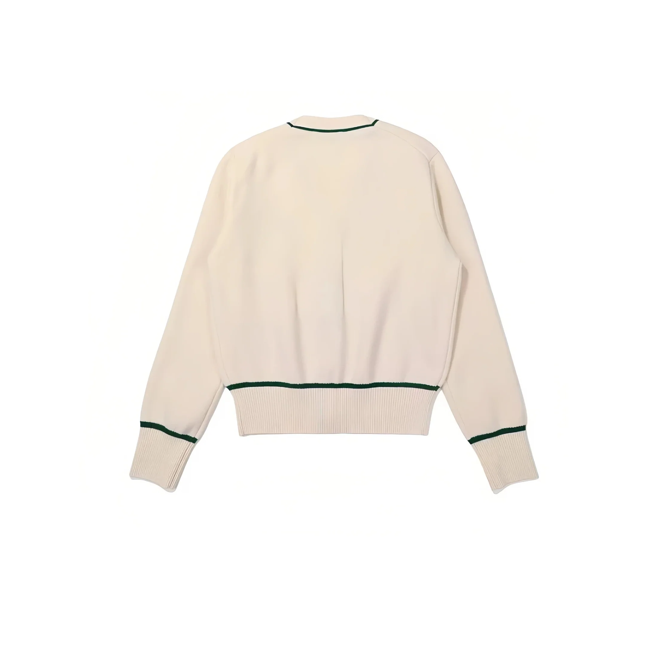 Malbon Women Golf Knit Sweater Jacket Warm Casual Outerwear Beige back view