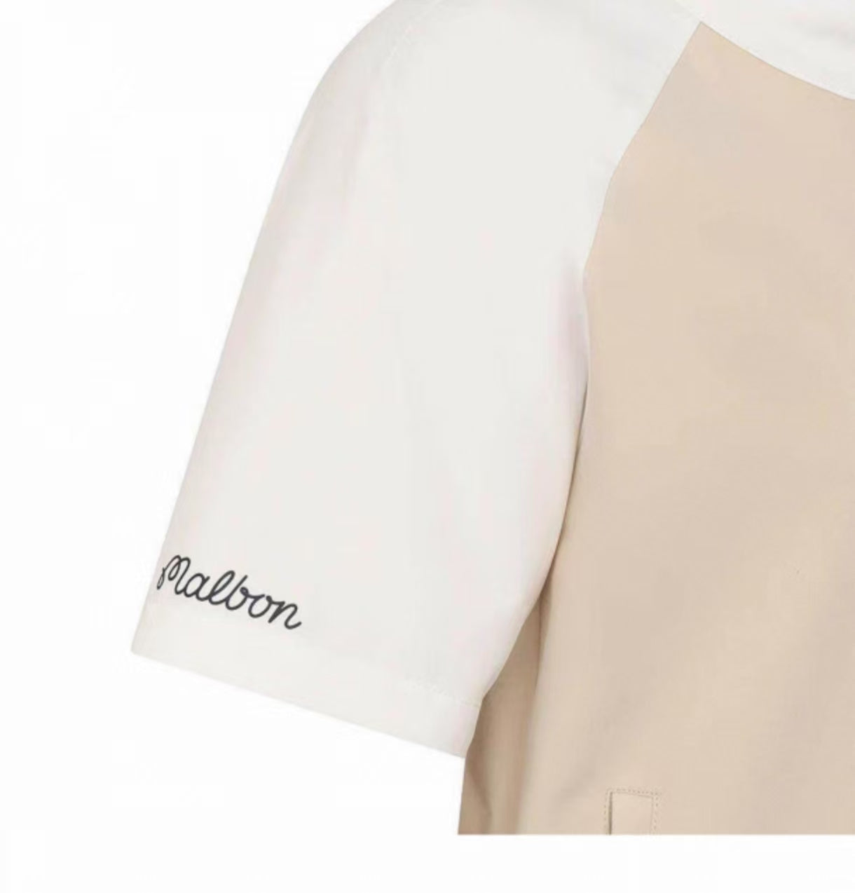Malbon Golf Women’s Quick-Dry Stand Collar Sports Top white sleeve logo detail