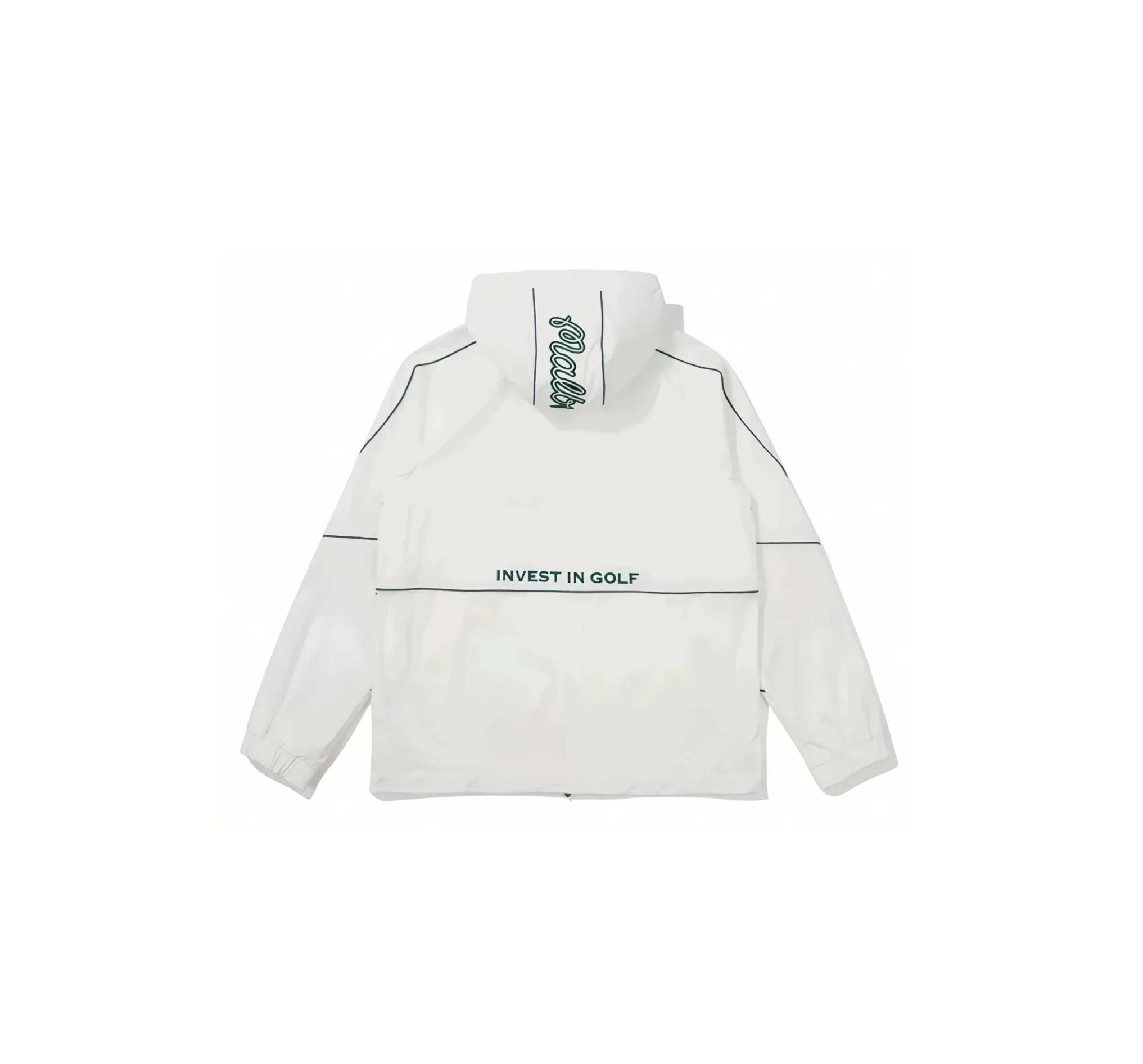 Malbon Men Golf Hooded Jacket Detachable Cap Casual Sport Outerwear 2025 White back view