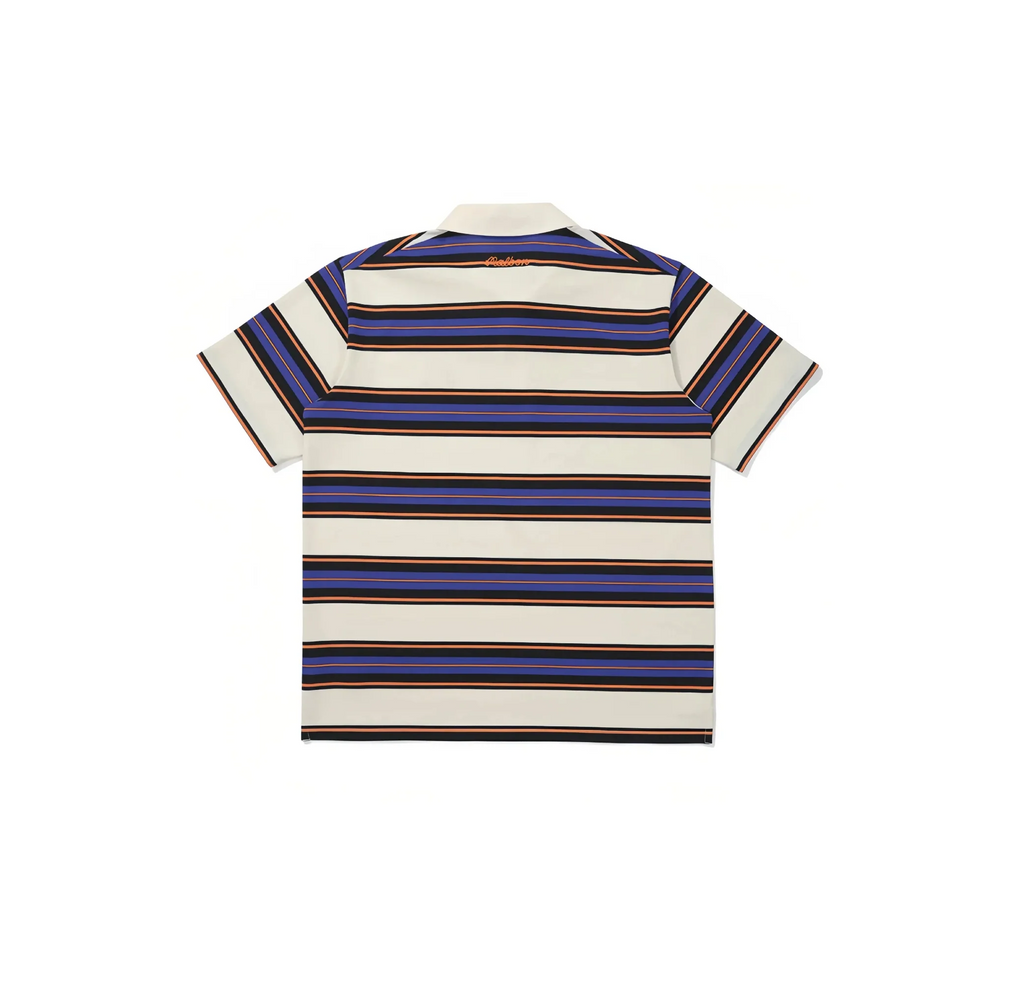 Malbon Golf Striped Polo Shirt Men Women Casual Sport Tee Blue back view