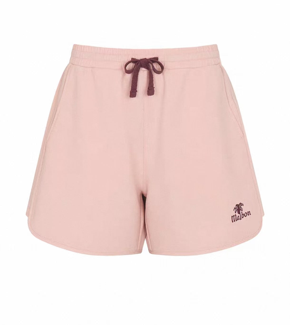 Malbon women's Elastic Waist Straight-Leg Golf Shorts in Pink, front view
