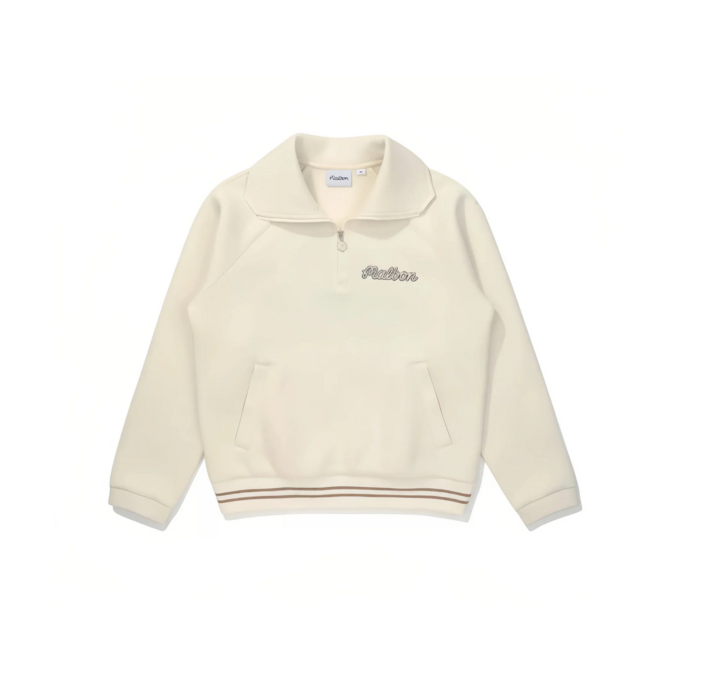 Malbon Women Golf Polo Sweatshirt Stand Collar Casual Jacket 2025 Autumn Winter Beige front view