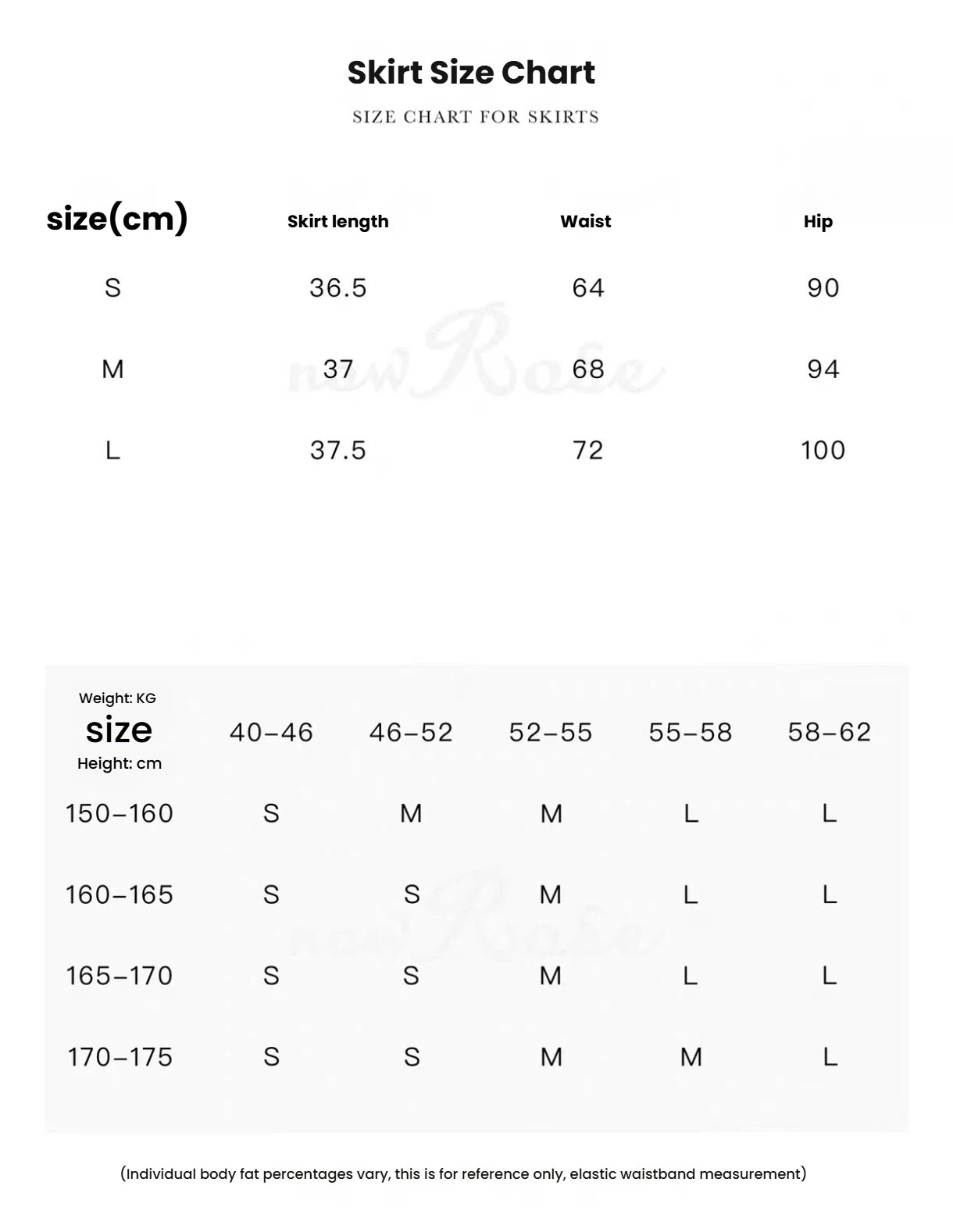 NowRose women’s White golf skort size chart