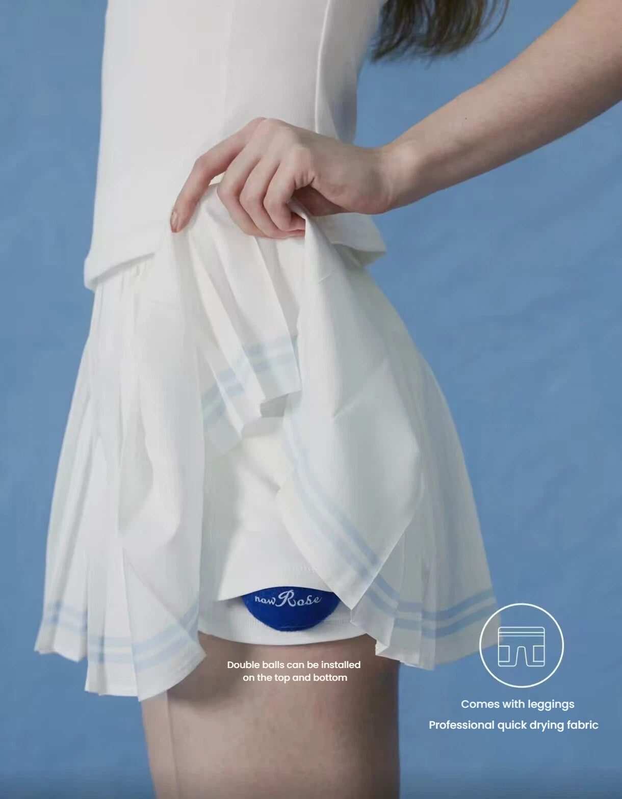 NowRose White golf skort styling on model