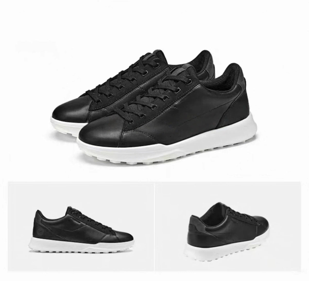 men’s hybrid lace-up golf shoes in Black, pair and multi-angle views