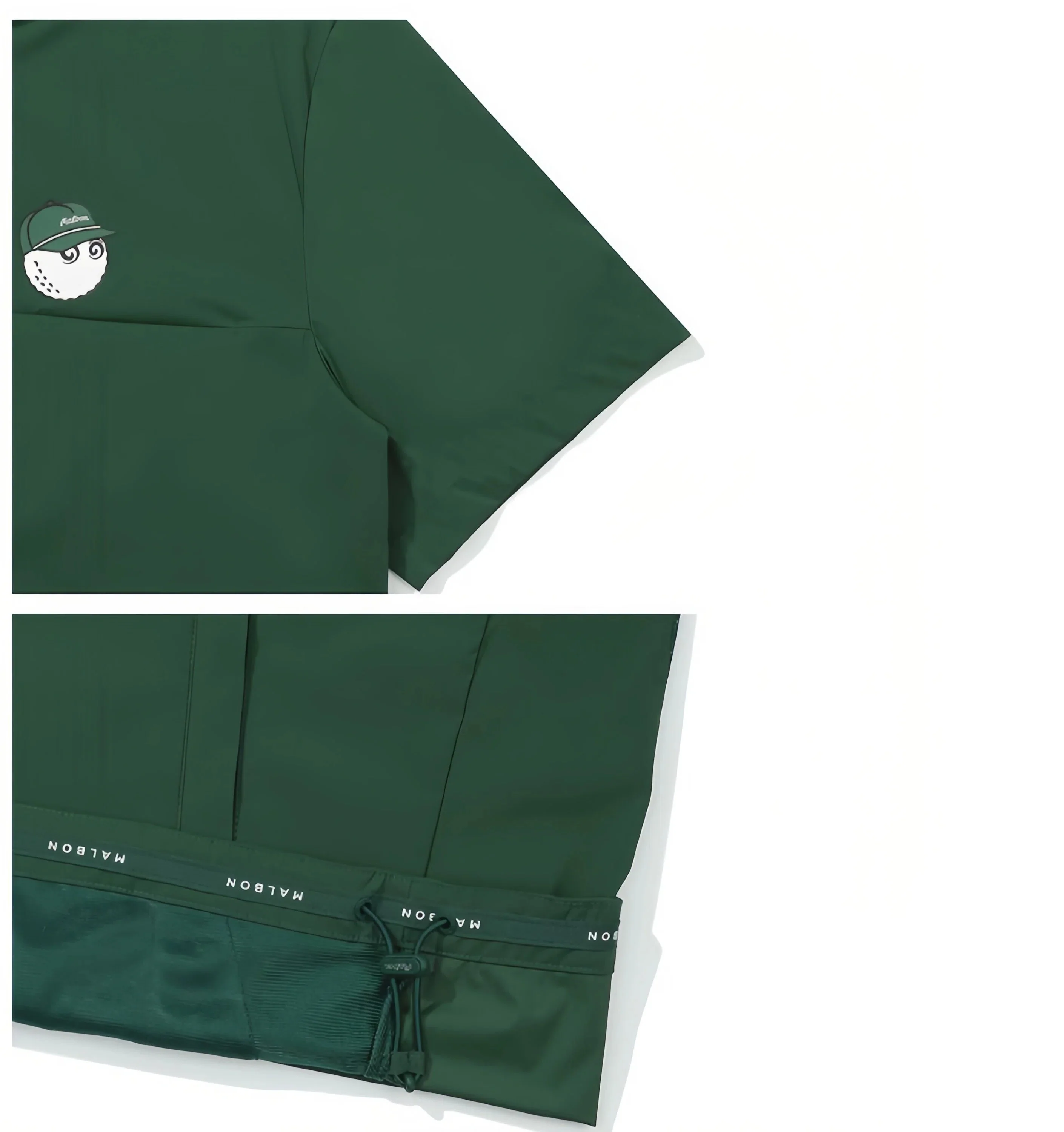 Malbon Unisex Quarter-Zip Golf Polo Shirt Green quarter zip golf polo shirt collar and logo detail