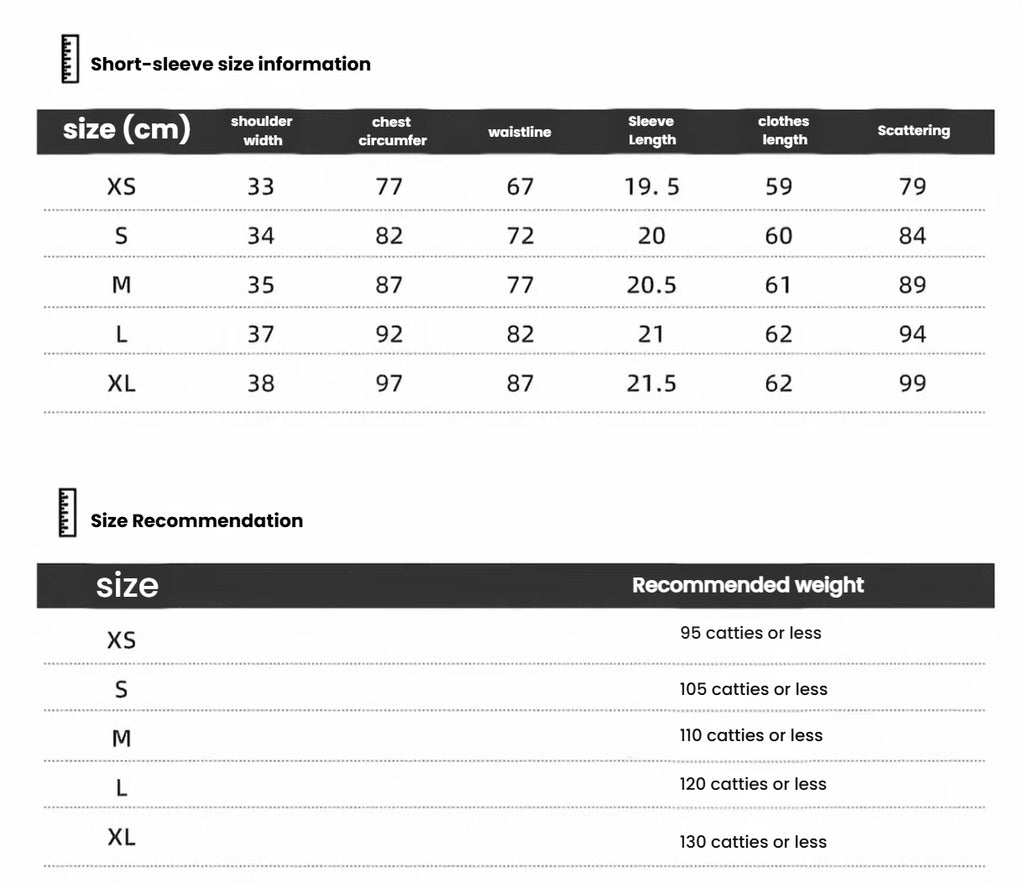 Women’s Quick-Dry Stretch Golf Tennis Shirt Skirt Set size chart