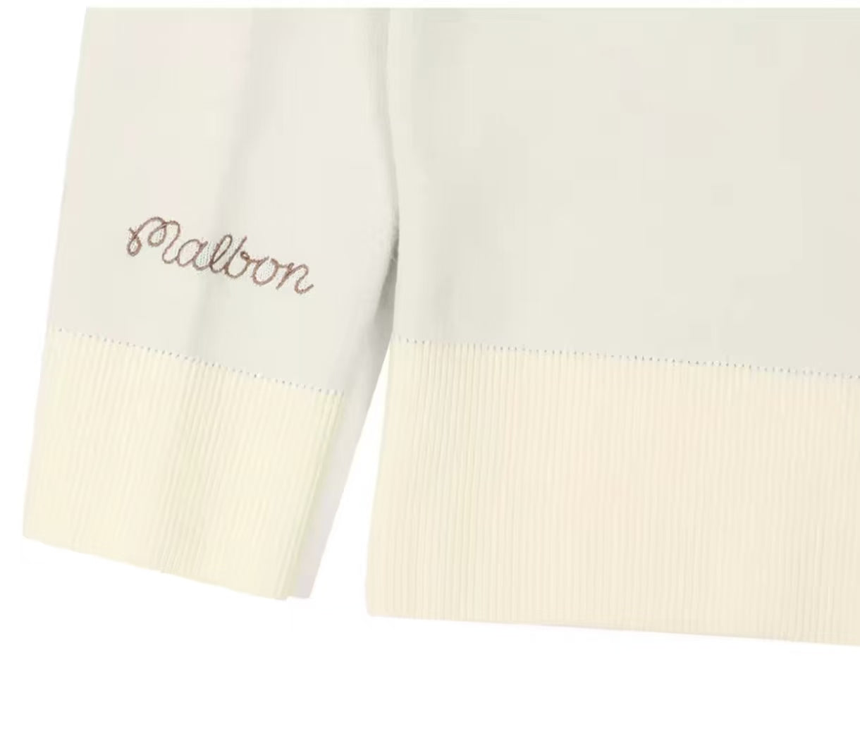 Malbon Women's Knit Golf Sweater Polo Apricot knit golf sweater polo fabric and trim detail