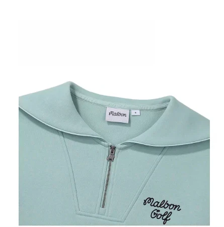 Malbon Women's Half Zip Sweatsuit Set - Embroidered Golf Outfit Mint Green back view