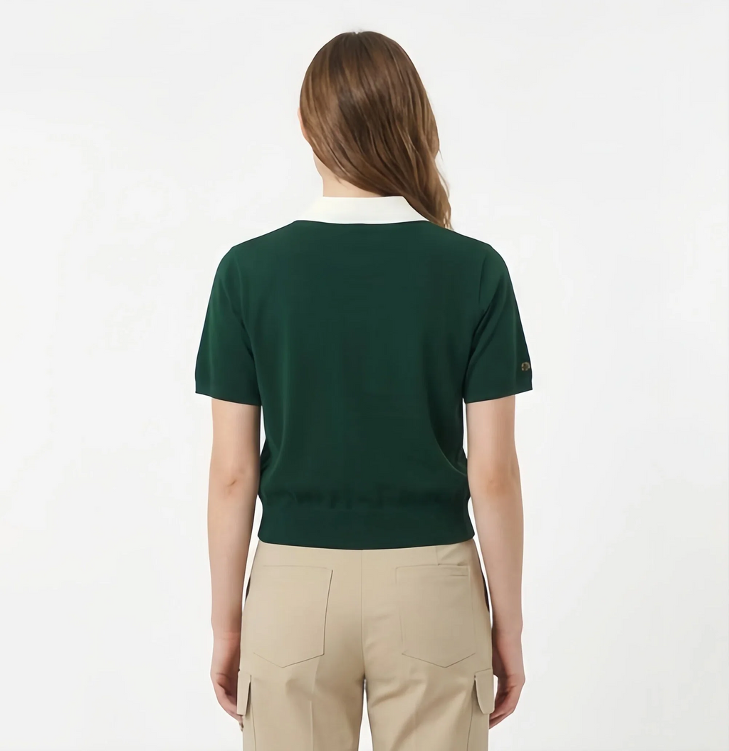 Malbon Women Golf Polo Shirt Knit Casual Tee 2025 Dark Green product detail