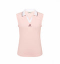 Malbon women's Slim Fit Collared V-Neck Golf Vest in Pink, front view