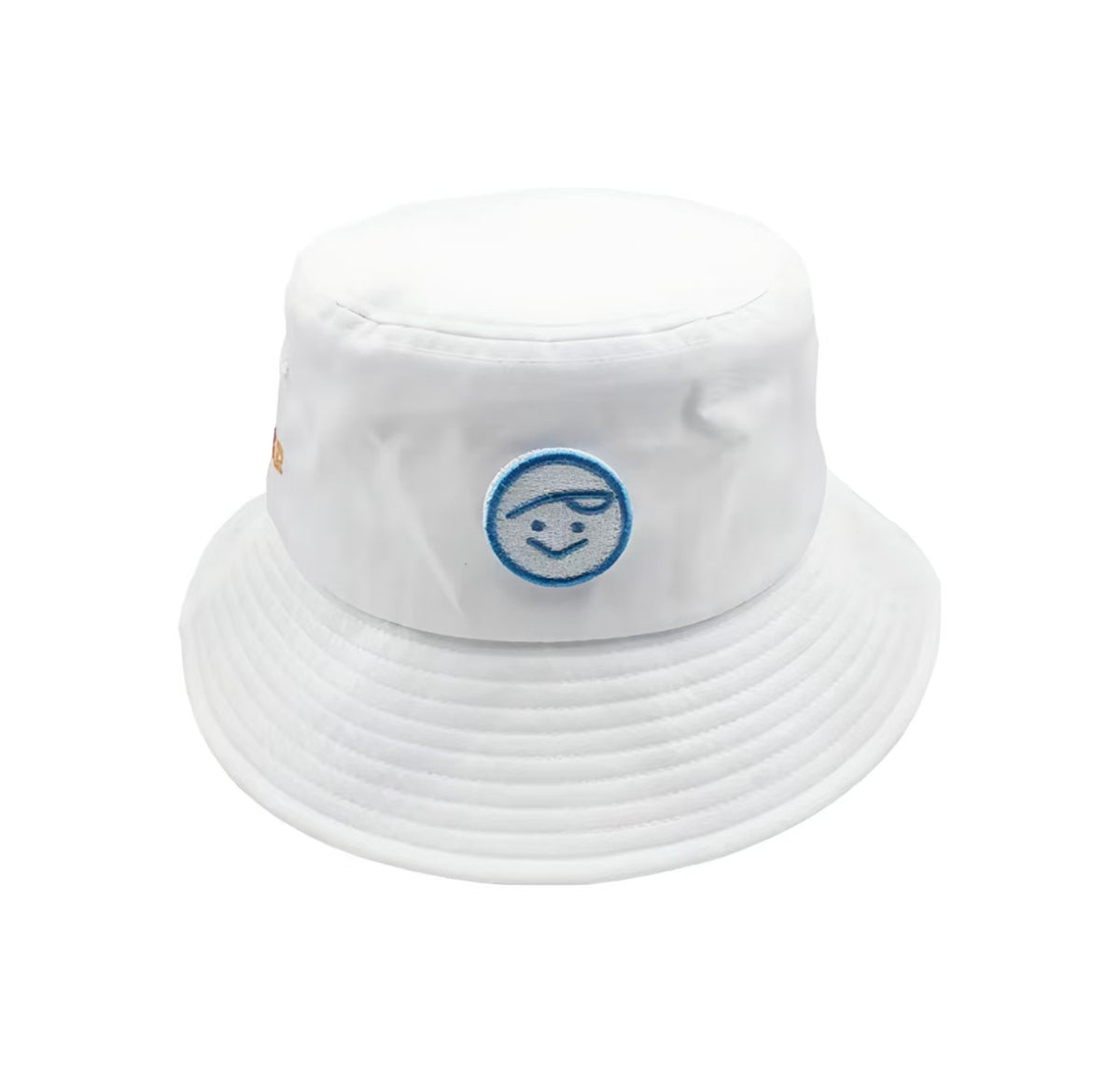 Pivvee women’s 2024 smiley golf bucket hat in White, front view