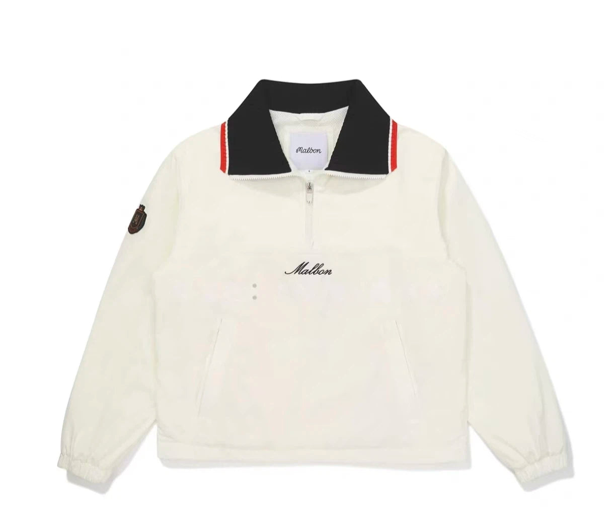 Malbon Golf Women’s Stand Collar Full-Zip Fleece Jacket white front view