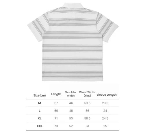 Malbon Golf Striped Polo Shirt Men Women Casual Sport Tee Blue size chart