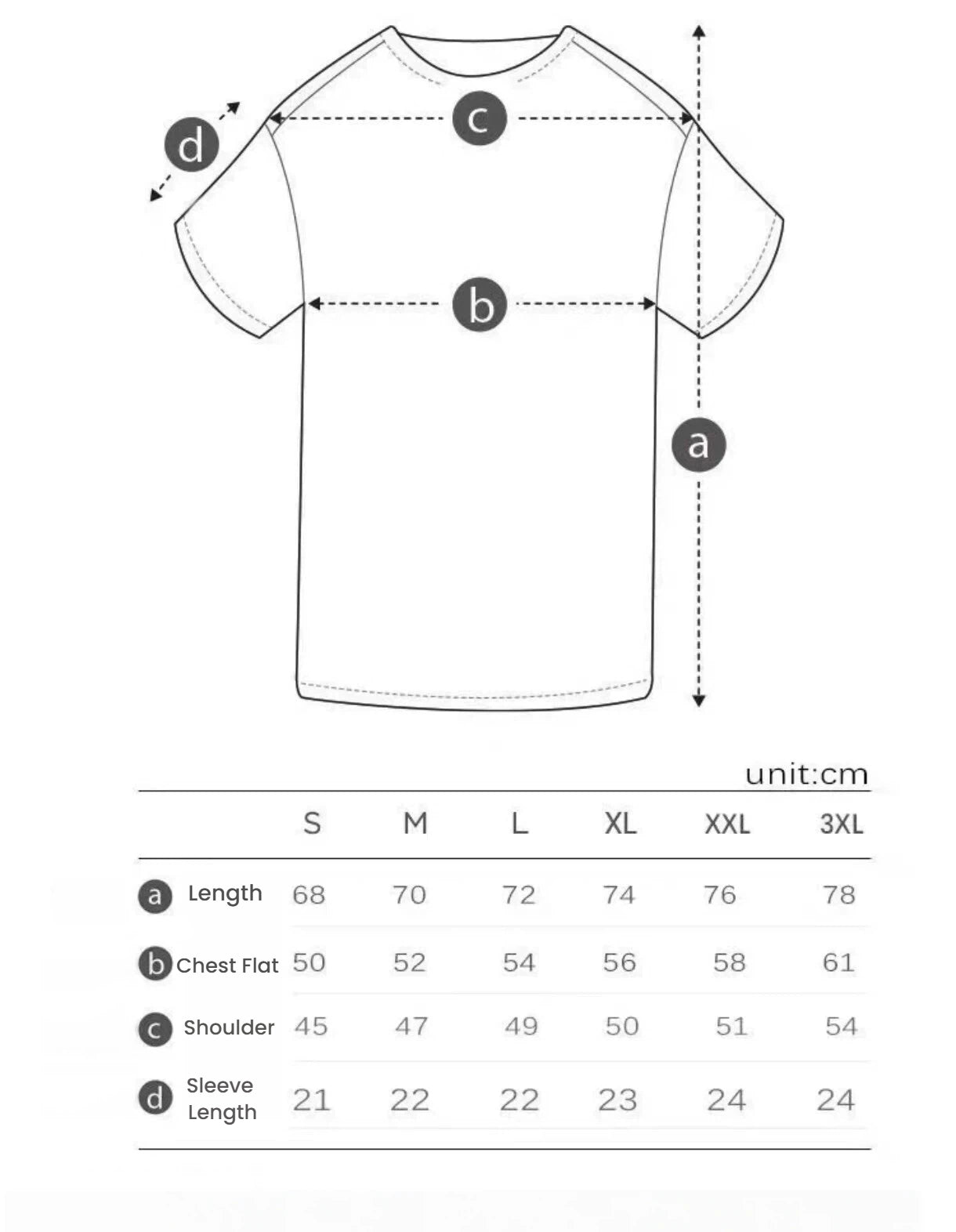Golden Bear White golf T-shirt size chart