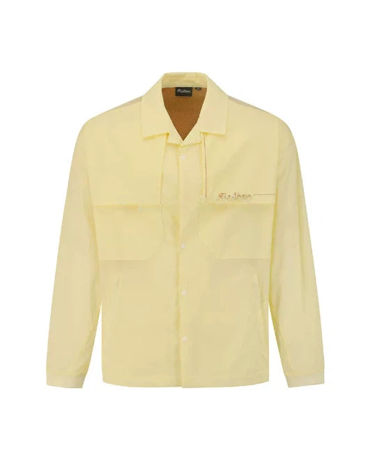 Malbon Studio Seoul Mesh Ventilation Collar Jacket Lemon Yellow mesh ventilation golf jacket front view