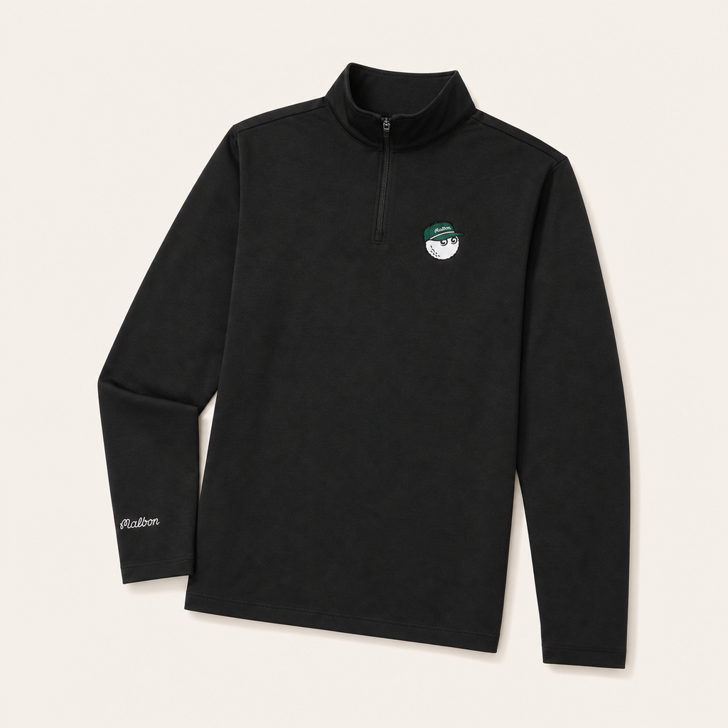 Malbon Flyer Mid Layer Black front view golf jacket