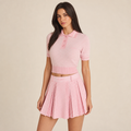 Malbon HVN Mikayla Polo White Orchid Pink front view women's golf polo