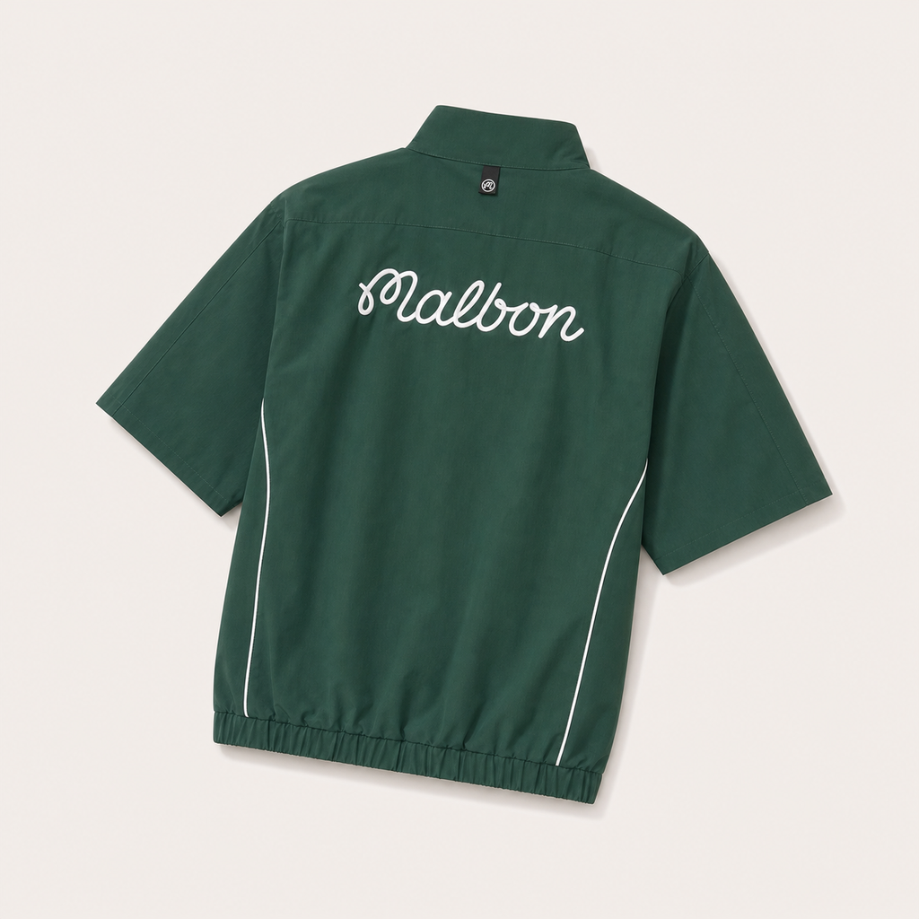 Malbon Links Windshirt Forest Green lifestyle shot