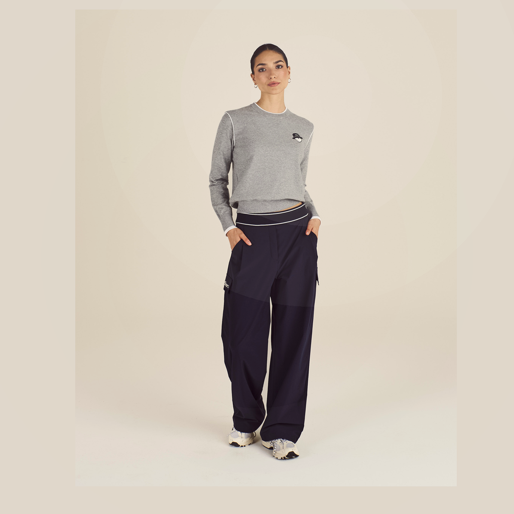Malbon Malbon Studio Seoul Double-Knit Women's Pullover grey model image 3